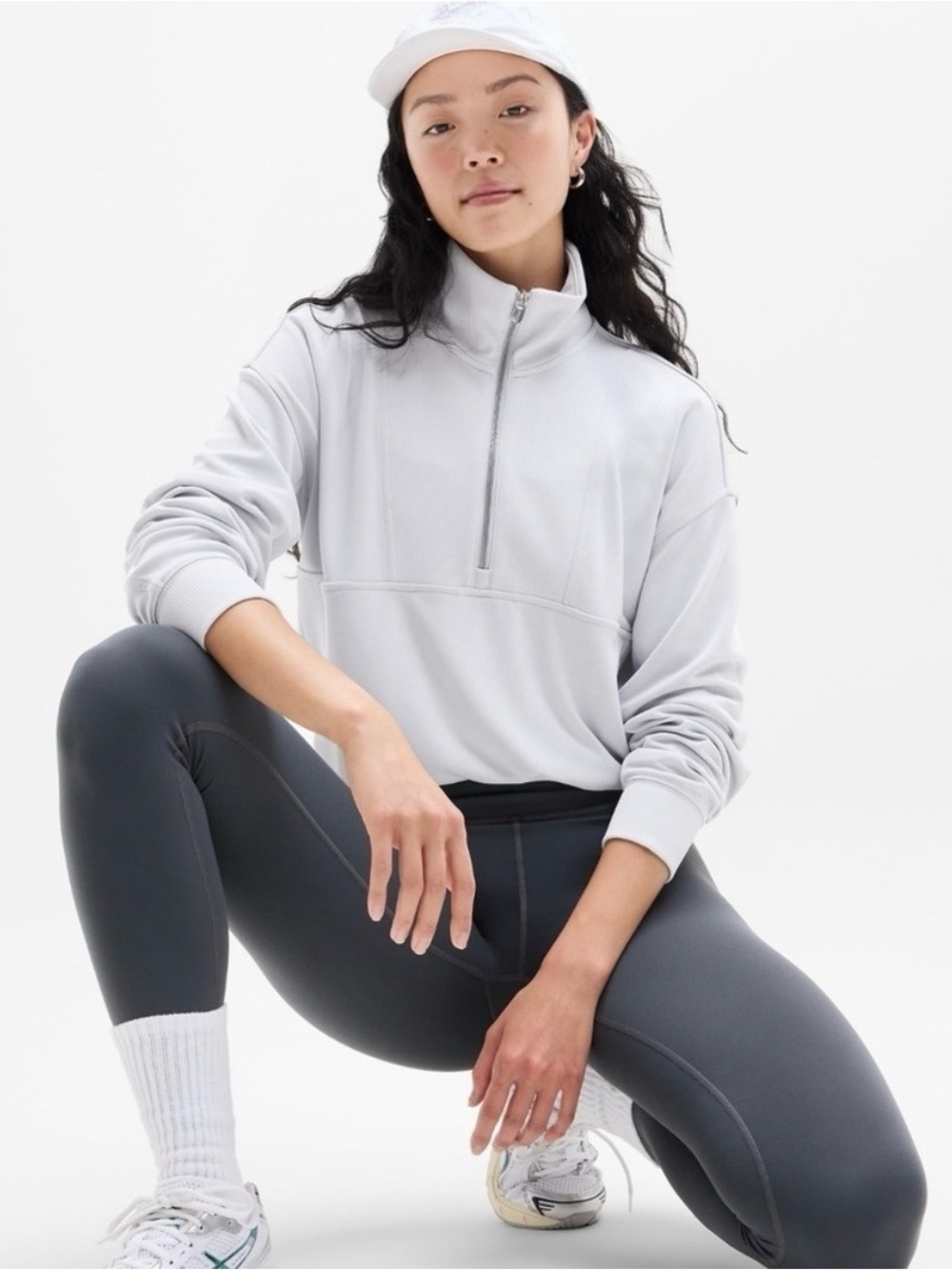 Athleta Seasoft Rib 1/4 Zip Popover Quartz